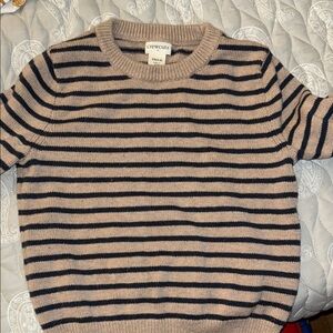 Crewcuts kids Tan and Black Striped Crewneck Sweater